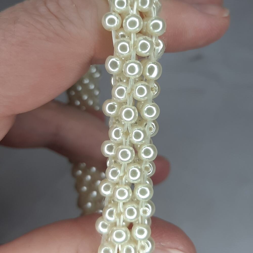 Faux Pearl Beaded  Stretch Bangle Bracelet - Picture 3 of 7